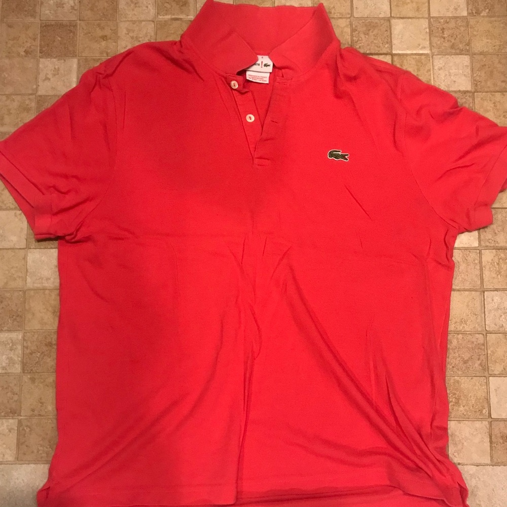 Coral color large Lacoste polo golf size 6